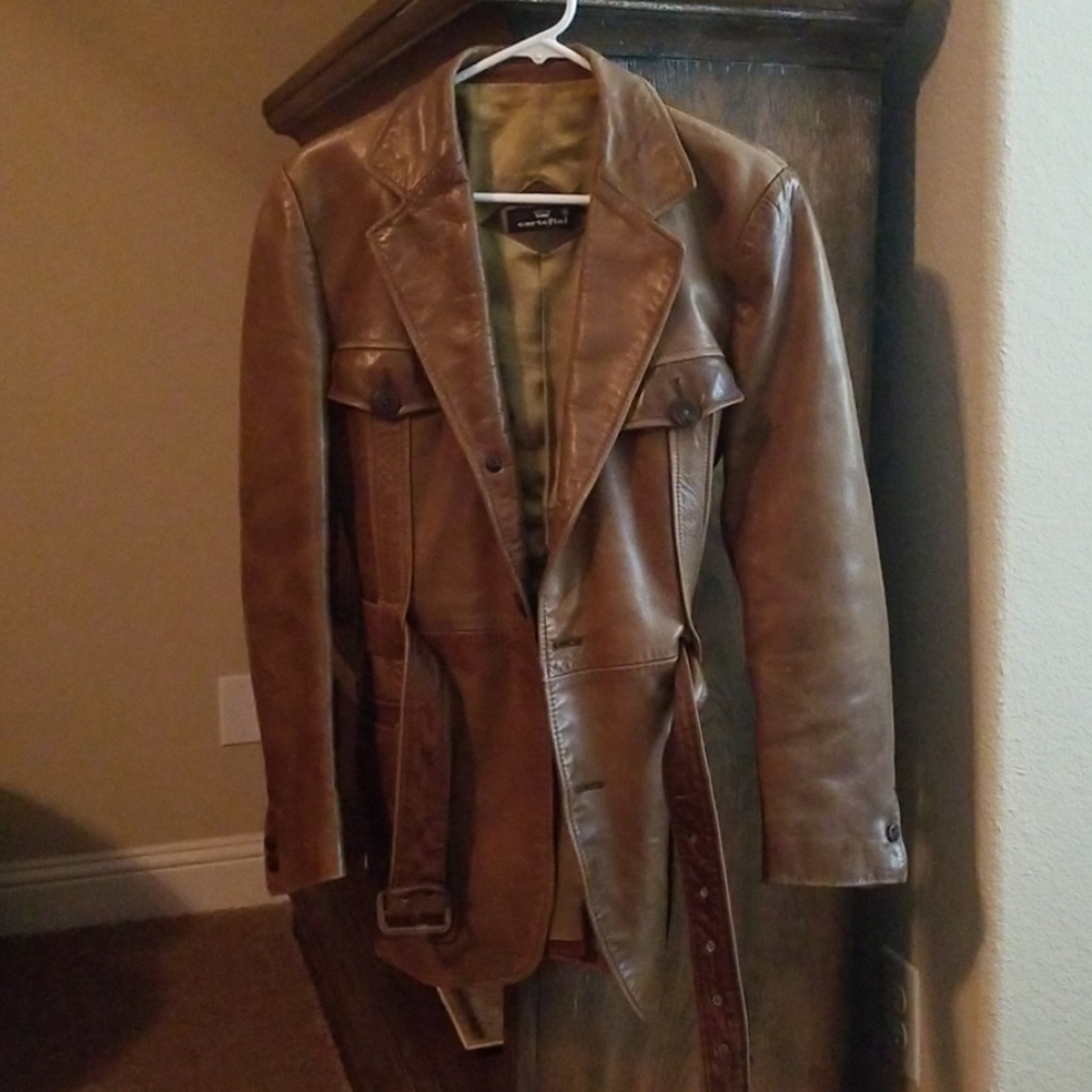 1970's Cortefiel brown leather jacket